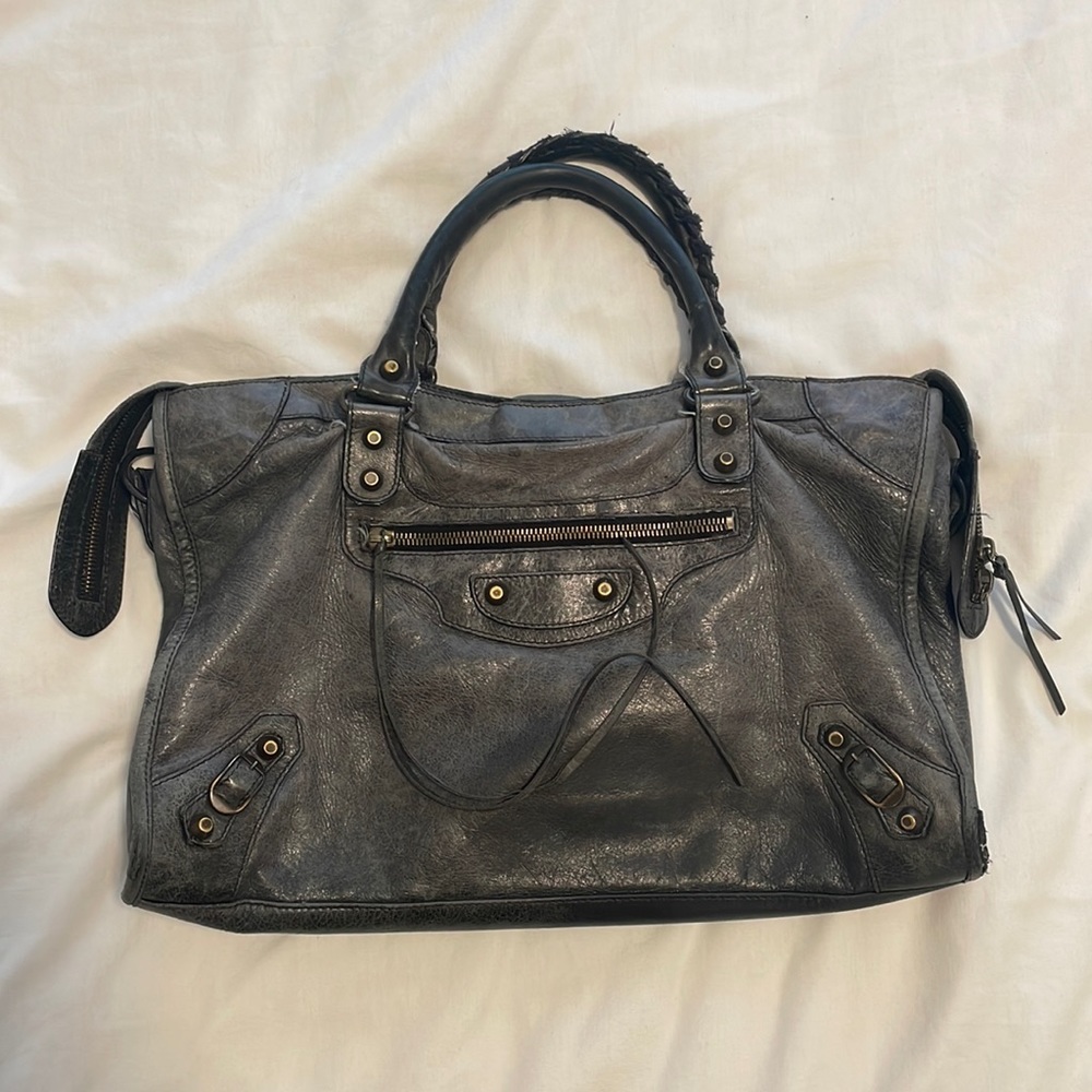 Gray Balenciaga City Handbag